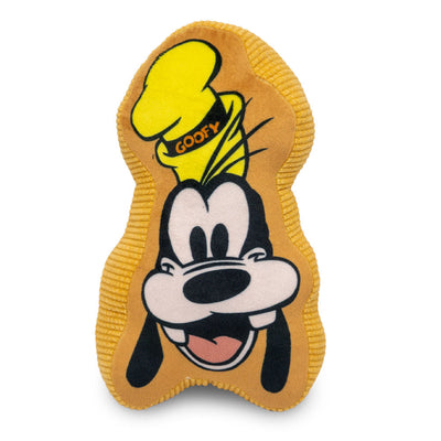 Dog Toy Squeaker Plush - Disney Goofy Smiling Face Golden Yellow
