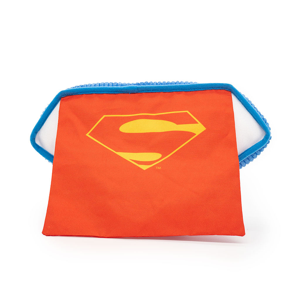 Dog Toy Squeaker Plush - DC League of Super-Pets Superman Dog Krypto the Super Dog Logo with Cape Blue Red Yellow