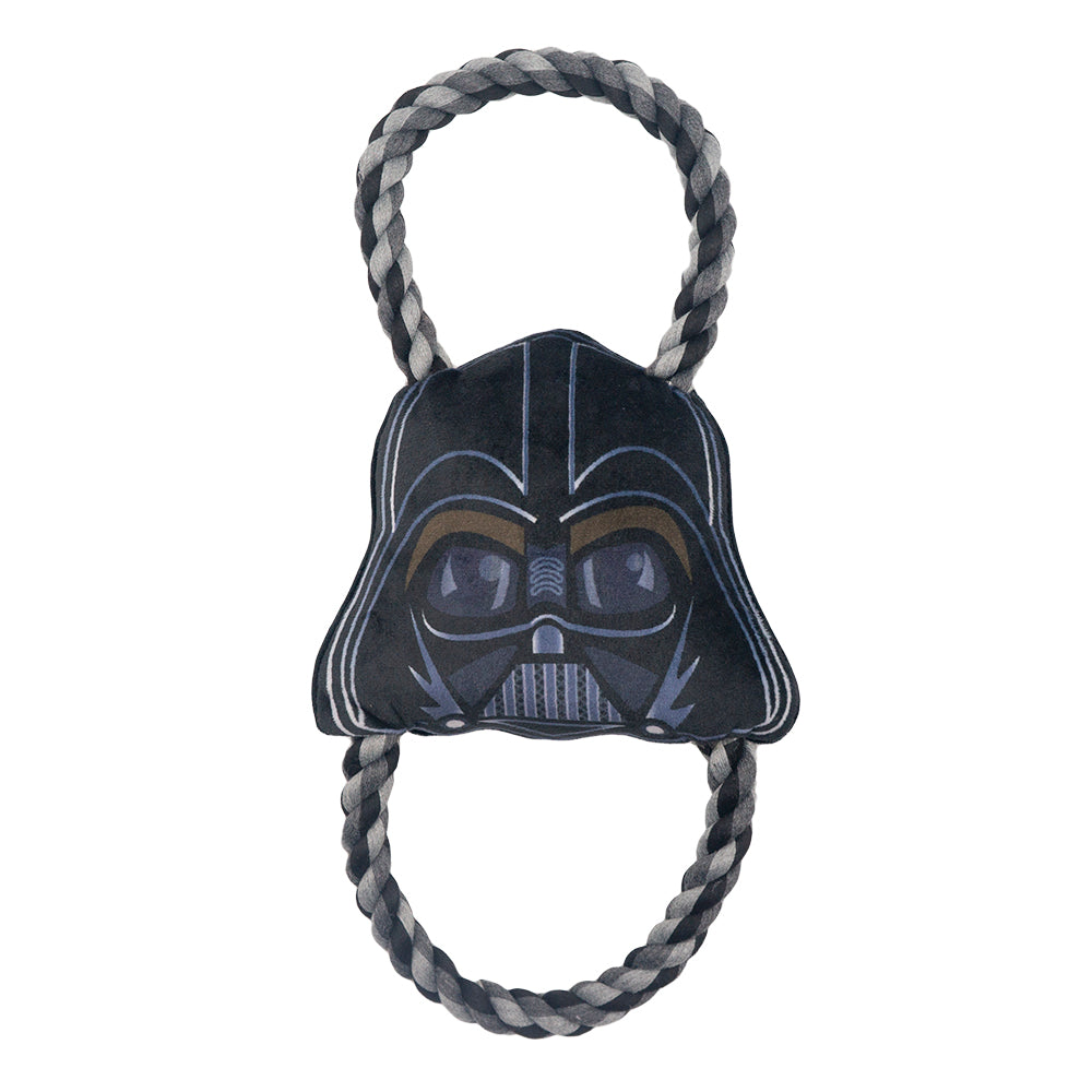 Dog Toy Plush Rope Toy - Star Wars Darth Vader Face Plush + Black Gray Round Ropes