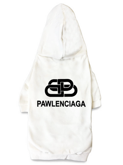 Pawlenciaga Logo Hoodie in White