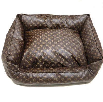 Chewy Vuiton Vegan Leather Pet Bed Brown